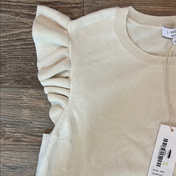 J. Society Women's Size Large Cream 100% Cotton Ruffle Tank NWT - Picture 5 of 13